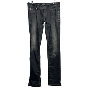 Y2K MEK Denim Women's 28/34 Grunge Bootcut Jeans Distressed Stitching Rocker